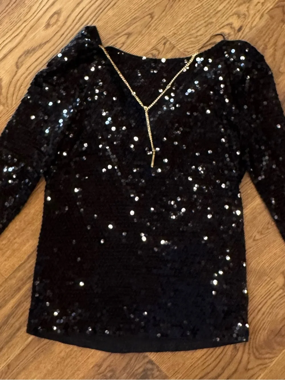 Michael Kors Black Sequin Cowl Neck Women’s Top